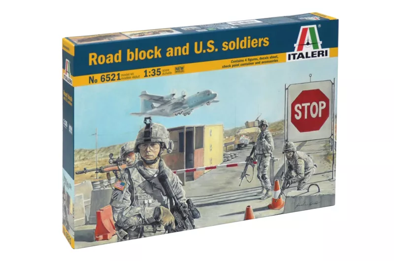 Italeri - ROAD BLOCK AND U.S. SOLDIERS - 4 figures plus accessories